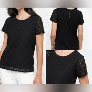 Market & Spruce Stitch Fix Hans Crochet Front Mixed Material Black Size S